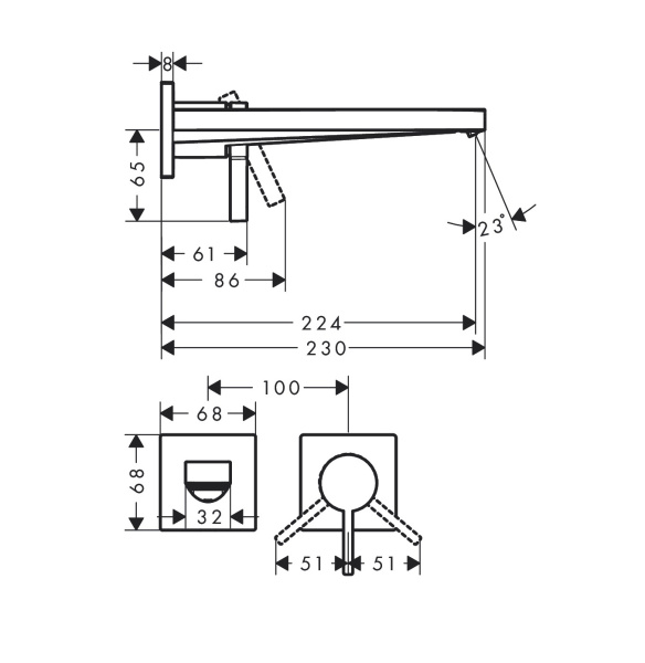 Смеситель для раковины hansgrohe Tecturis E 73051700 со сливным гарнитуром белый матовый