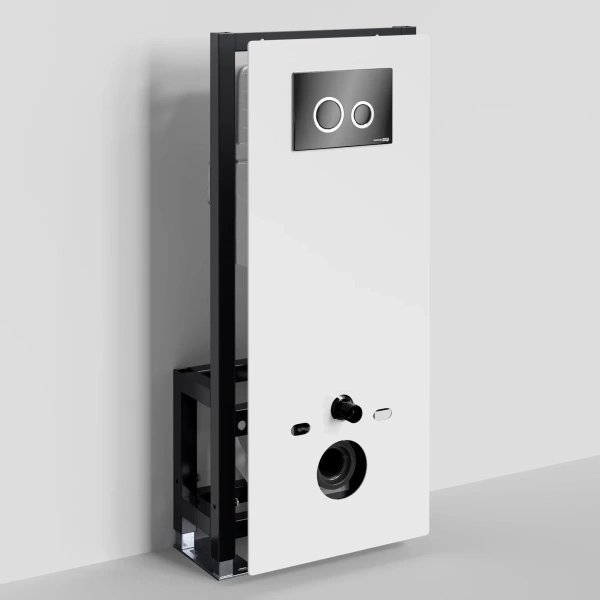 Инсталляция для унитаза WasserKRAFT Glan 66 66TLT.010.ME.WH.PB01 с кнопкой смыва, черный глянец/хром/черный глянец