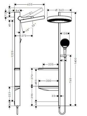 Душевая стойка hansgrohe Rainfinity Showerpipe 360 1jet 26842700