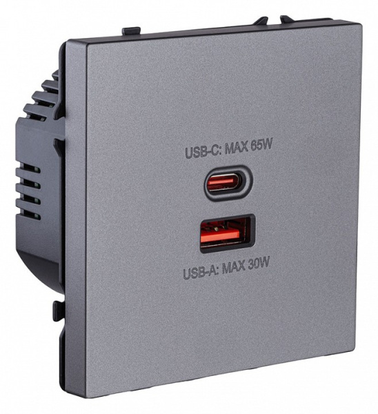 Розетка 2хUSB type A и C без рамки Kollinger Eclipse EC-024GY