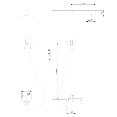 Душевая стойка Abber Weiss Insel AF8020L