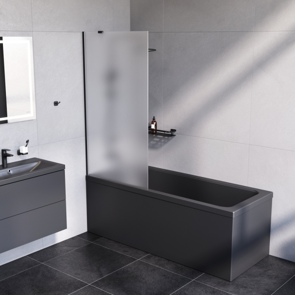 Шторка для ванны 80х140 AM.PM Gem W90BS-080-140BM черный