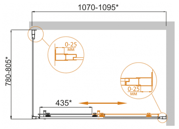 Душевой уголок Cezares MOLVENO-AH-11-150/80-C-Cr-IV