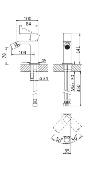 Смеситель для биде Cezares PORTA PORTA-BS1-01-W0
