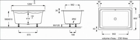 Акриловая ванна Jacob Delafon Capsule 120x80 E6D122-00