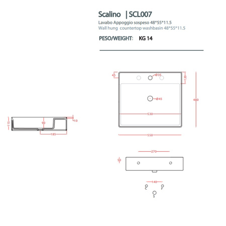 Раковина Artceram Scalino SCL007 01 00