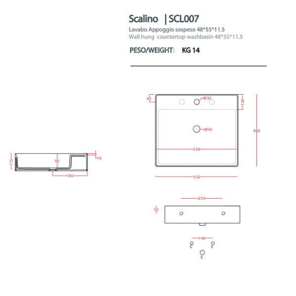Раковина Artceram Scalino SCL007 01 00