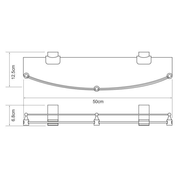 Лайне (Leine) K-5044W (ранее К-5024WHITE) Полка стеклянная с бортиком