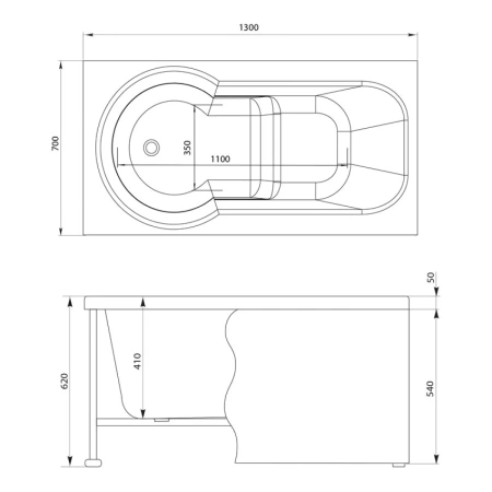 Акриловая ванна 130x70 см Aquanet Largo 00205508