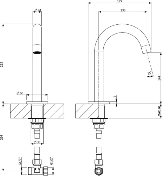 Излив для раковины Villeroy&Boch Dawn TVW10612015361