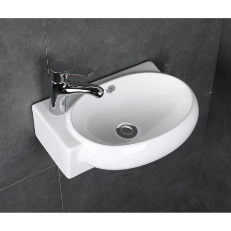 Раковина CeramaLux 9100R 43x29 см R, подвесная, белый