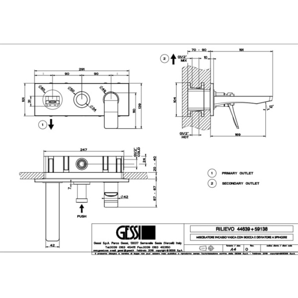 Смеситель для раковины Gessi Rilievo 59138#031