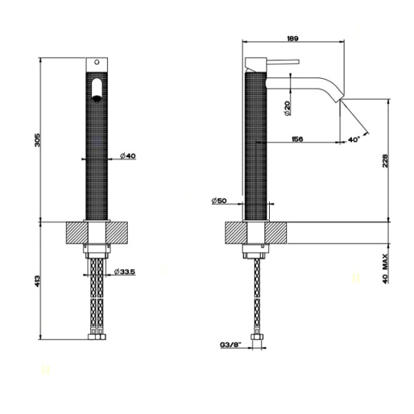 Смеситель для раковины Gessi 316 54406#239 нержавейка