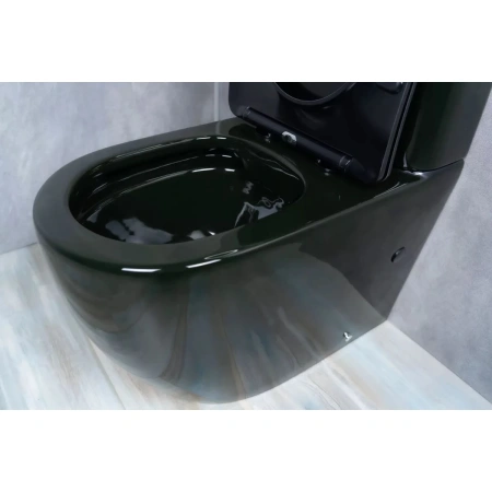 Унитаз-компакт GID Tr2177BL безободковый, с сиденьем, черный глянец