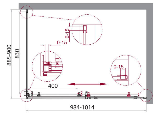 Душевой уголок BelBagno Acqua ACQUA-AH-1-100/90-C-Cr