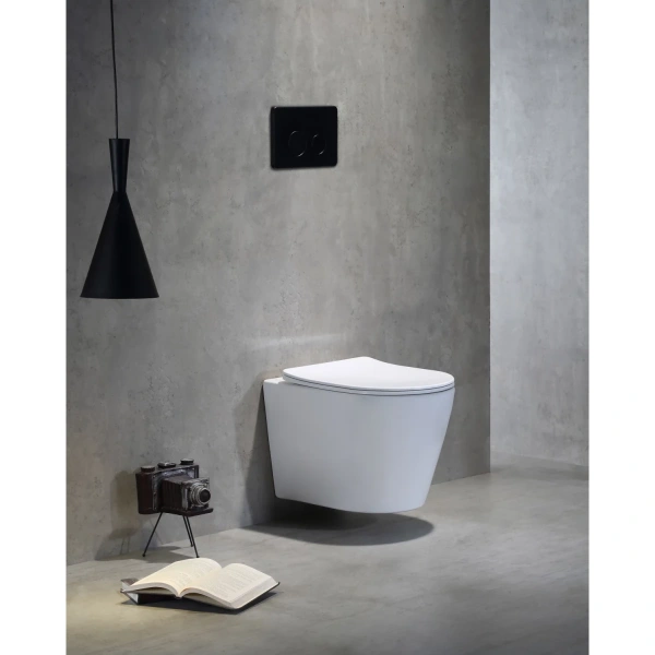 Унитаз подвесной SantiLine SL-5025 безободковый, торнадо, с сиденьем микролифт, белый