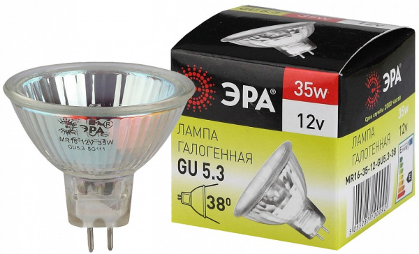 Лампа галогеновая Эра  GU5.3 35Вт 3000K GU5.3-MR16-35W-12V-CL