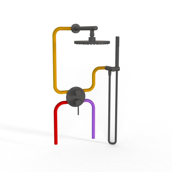 Душевой комплект Paini Cox 78PZSET26911SH черный матовый