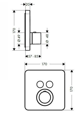 Внешняя часть термостата для душа Axor ShowerSelect 36707000