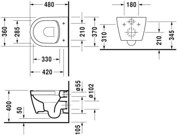 Подвесной унитаз Duravit ME by Starck 2530090000 безободковый