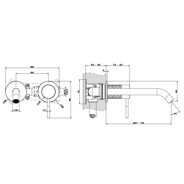 Смеситель для раковины Gessi 316 54186#239 нержавейка