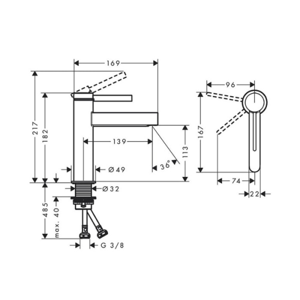 Смеситель для раковины Hansgrohe Finoris 76024000