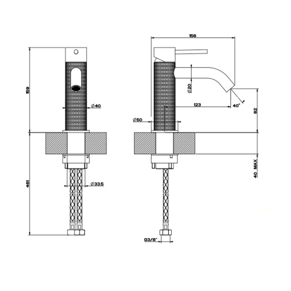 Смеситель для раковины Gessi 316 54202#239 нержавейка