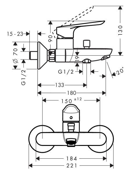 Смеситель для ванны hansgrohe Logis E 71415000