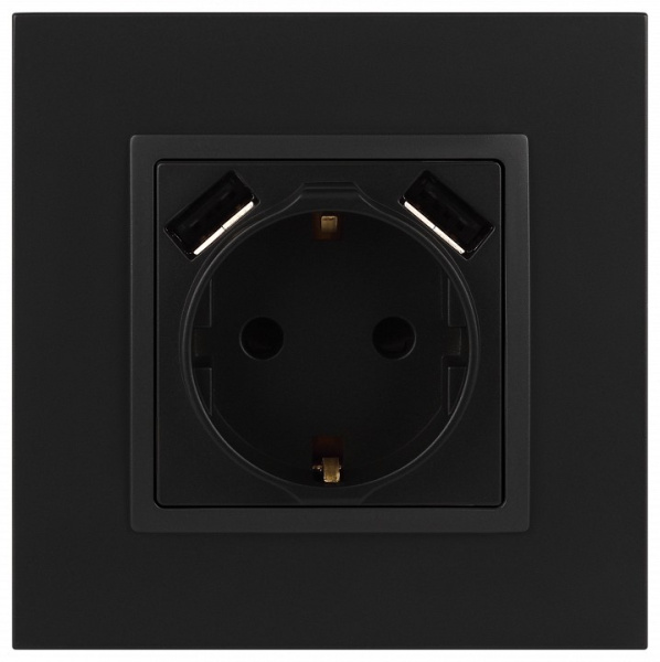 Розетка с заземлением и со шторкой и 2хUSB, без рамки Эра Эра Elegance 14-4109-05