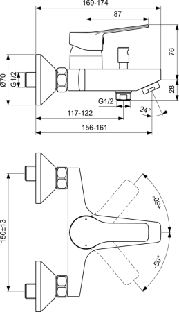 Смеситель для ванны и душа Ideal Standard Entella BC236AA