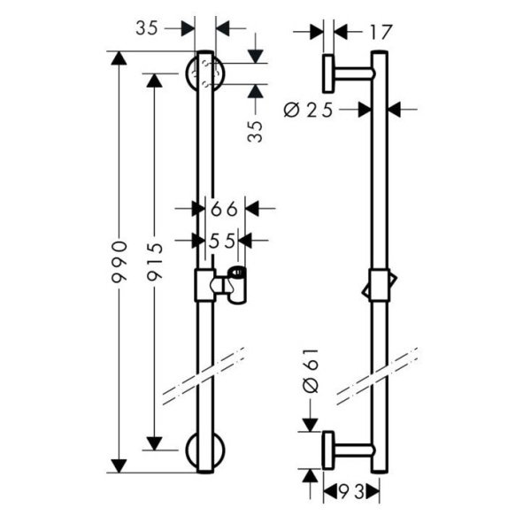 Душевая штанга hansgrohe Unica Comfort 26402000 90 см