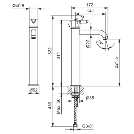 Смеситель для раковины Fantini Icona Classic 53 02 R406WF