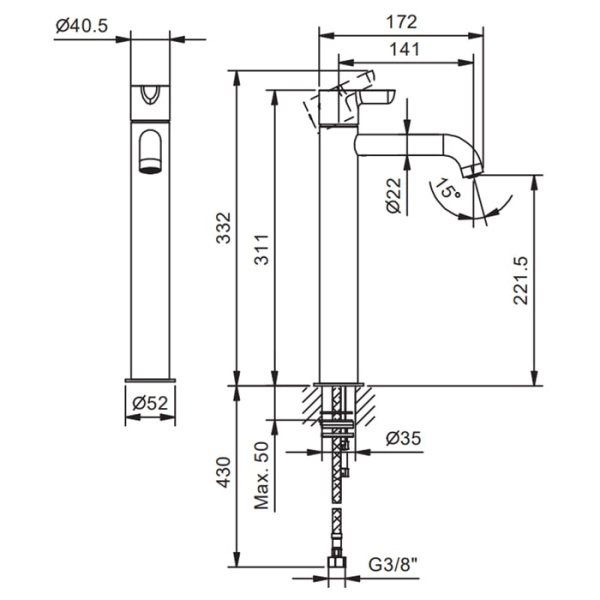 Смеситель для раковины Fantini Icona Classic 53 02 R406WF