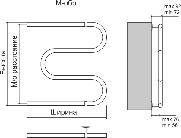 Эконом М-обр AISI 32х2 600х400 Полотенцесушитель TERMINUS