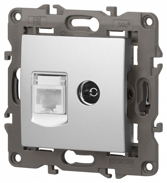 ТВ-розетка и розетка Ethernet RJ-45 без рамки Эра Эра Elegance 14-3110-03