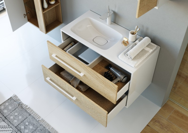 Тумба под раковину AQWELLA Maiami 80 (Mai.01.09/L) левая дуб сонома