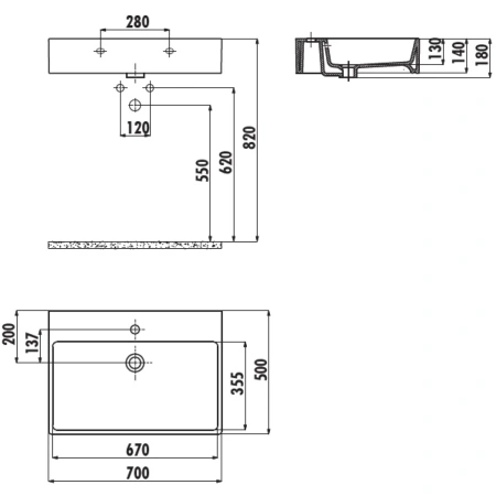 Раковина 70x50 см Creavit Next NX270-00CB00E-0000