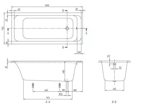 Ванна Villeroy&Boch Omnia Architectura 170x75 UBA170ARA2V-01