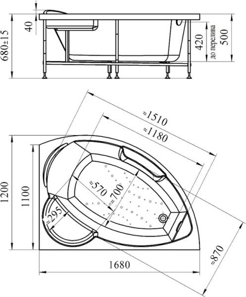 Акриловая ванна Радомир Алари 168х120 2-01-0-2-1-218 белый