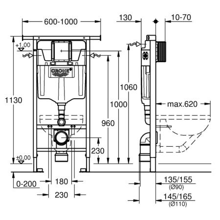 Инсталляция для унитаза Grohe Rapid SL 38588001