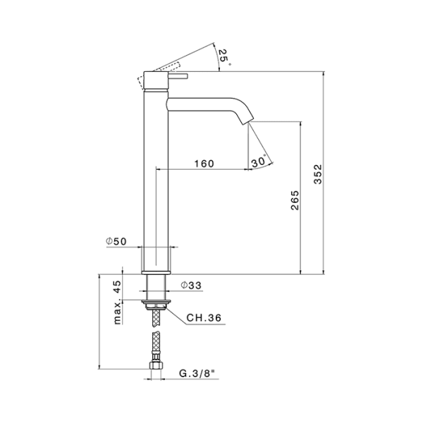 Смеситель для раковины Cisal Less LN00454021