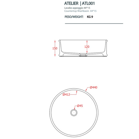 Раковина Artceram Atelier ATL001 05 00