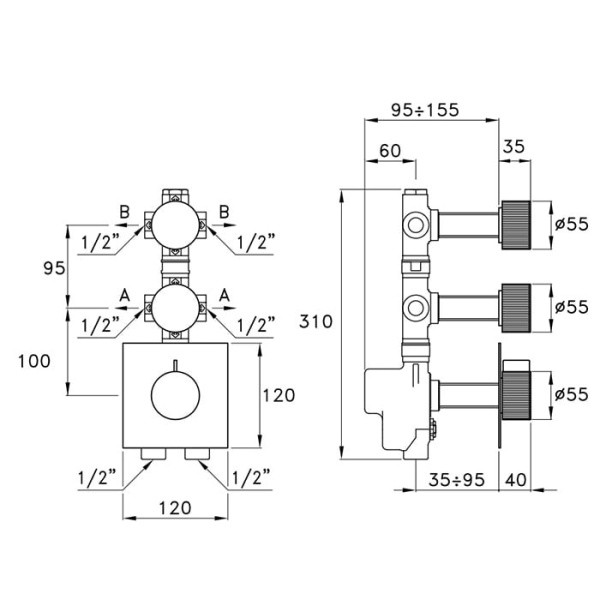 Смеситель для душа Stella Sirius SR 06013 PV05 сталь