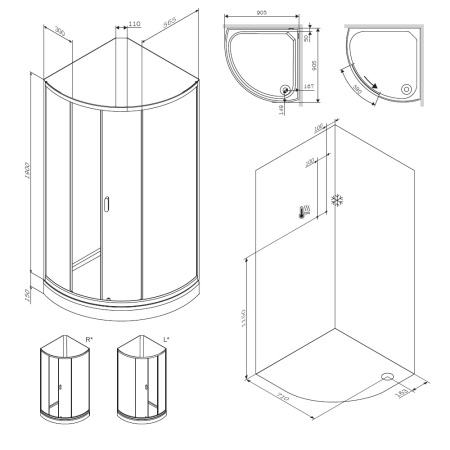 Душевая кабина AM.PM X-Joy W88C-301-090GG стекло графит профиль графит