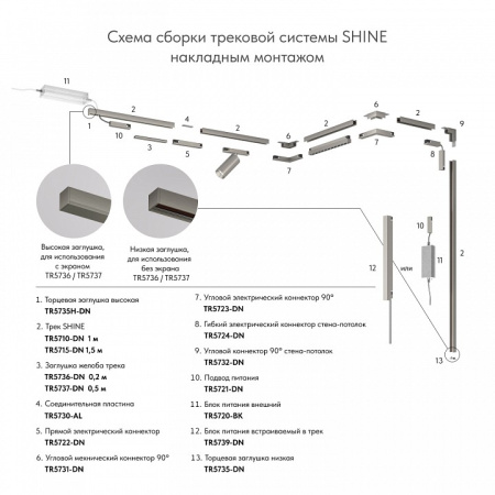 Заглушка для трека Denkirs SHINE BASE TR5735H-DN