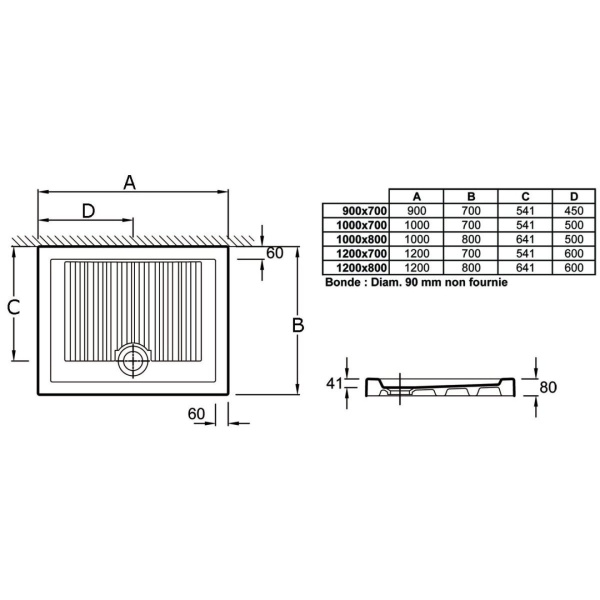 Душевой поддон 90x70 Jacob Delafon Kyreo EN111-00