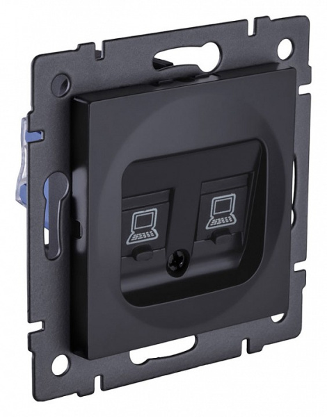 Розетка двойная Ethernet RJ-45 и со шторками, без рамки Kollinger  REA-019BM