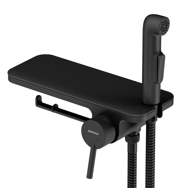 Смеситель с гигиеническим душем Damixa Jupiter 773500301 с полкой черный