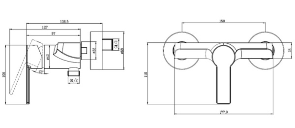 Смеситель для душа Villeroy&Boch Architectura TVS10300100061