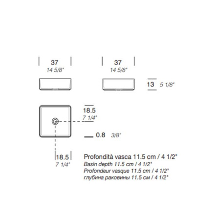 Раковина Milldue Basic Q37 37 8921*0 Bianco Opaco